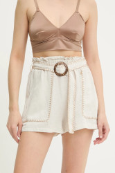 Šortky s příměsí lnu Answear.LAB dámské, béžová barva, high waist