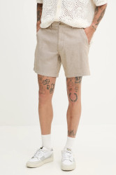Šortky s příměsí lnu Hollister Co. pánské, béžová barva, KI328-5167