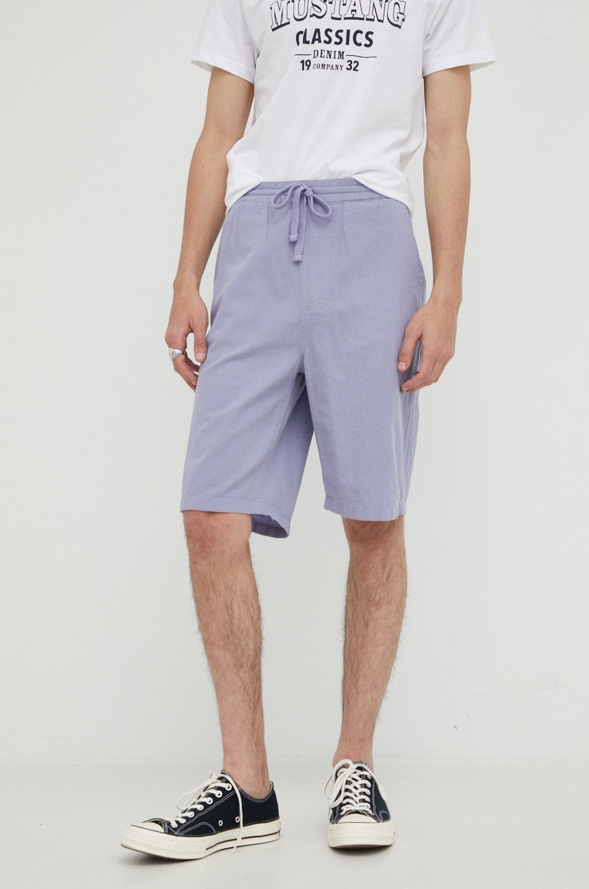 Šortky s příměsí lnu Lee Relaxed Drawstring S Misty Lilac