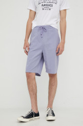 Šortky s příměsí lnu Lee Relaxed Drawstring S Misty Lilac