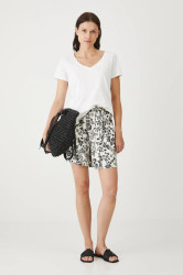 Šortky s příměsí lnu Medicine béžová barva, medium waist