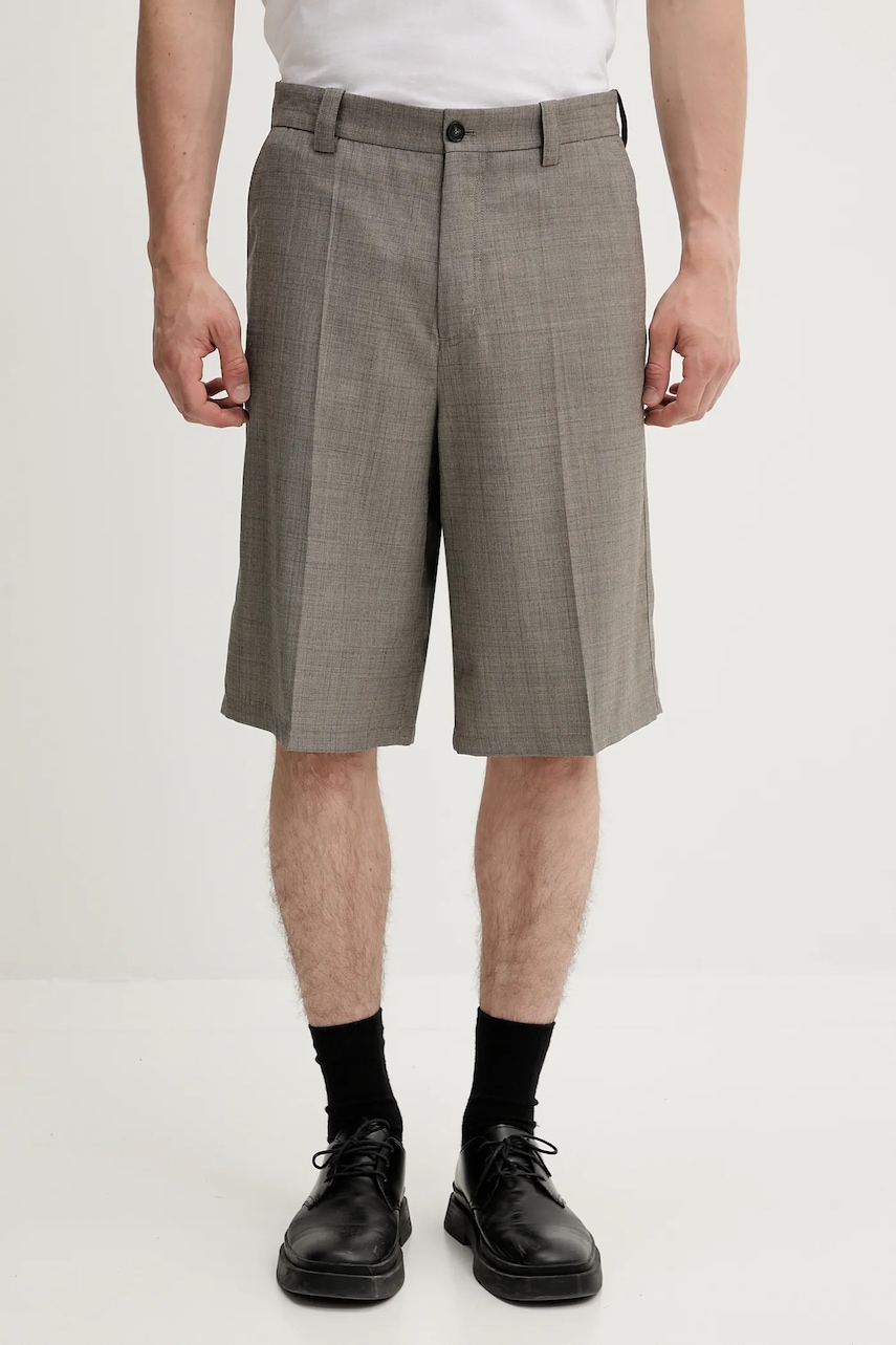 Šortky z vlněné směsi Filippa K pánské, hnědá barva, 31434