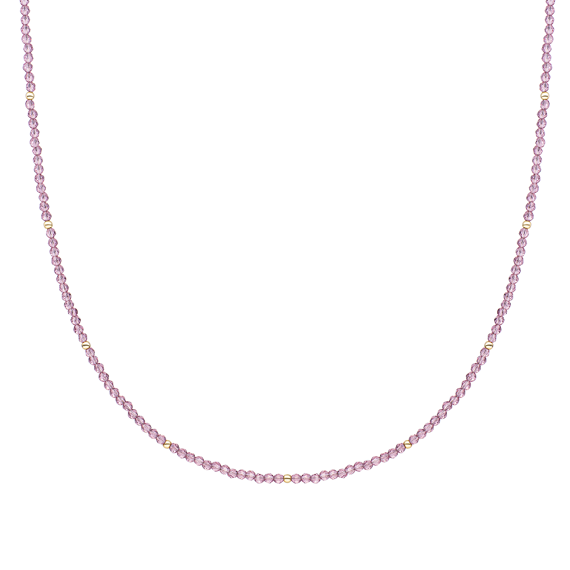 Sparkling Jewels Korálkový náhrdelník s fialovým křemenem NLK04G-G59