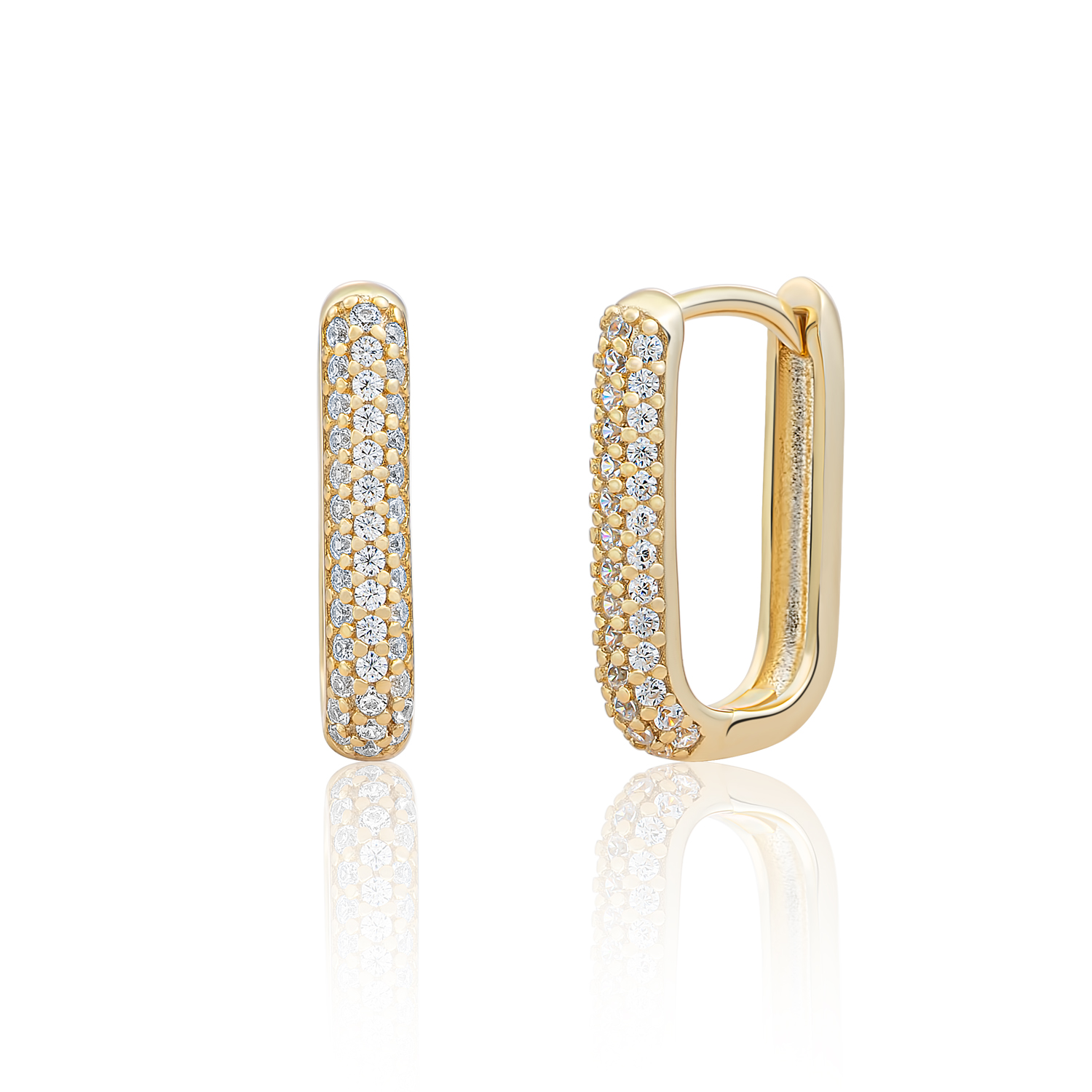 Sparkling Jewels Pozlacené visací náušnice s kubickými zirkony EAG24