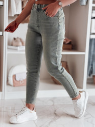 Spodnie damskie jeansowe slim fit z paskiem SLIMFIZ niebieskie Dstreet