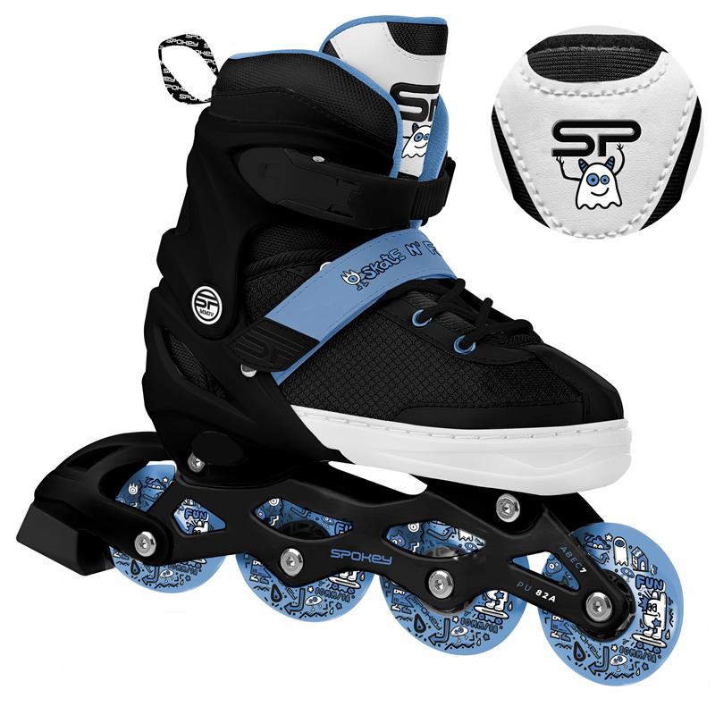 Spokey JOY Detské kolieskové korčule, čierno-růžové, ABEC7 Carbon, veľ. 31-34