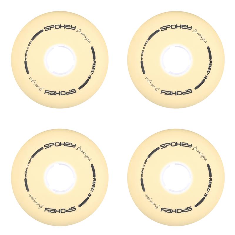 Spokey PU 76 mm Náhradné kolieska ku korčuliam FREESPO WHITE SET, 4 ks