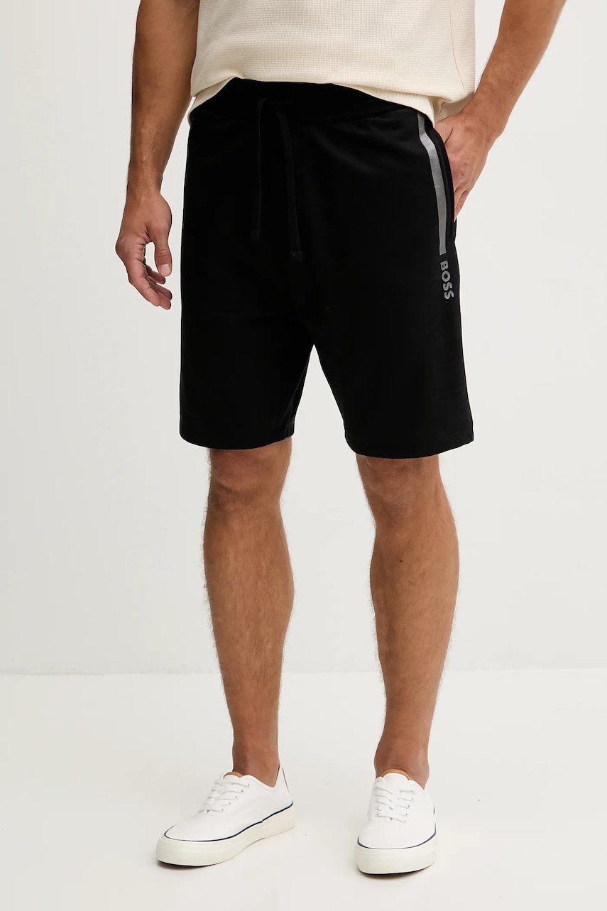 Společenské bavlněné šortky BOSS Authentic Shorts pánské, černá barva, 50545560