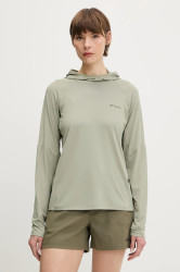 Sportovní mikina Columbia Skien Valley zelená barva, s kapucí, 2123293