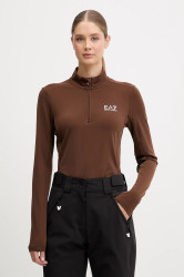 Sportovní mikina EA7 Emporio Armani hnědá barva, s potiskem, AF14634.7W000396