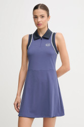 Sportovní šaty EA7 Emporio Armani tmavomodrá barva, mini, AF19155.7W000560