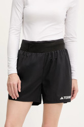Sportovní šortky adidas TERREX Xperior dámské, černá barva, s potiskem, high waist, JF1255