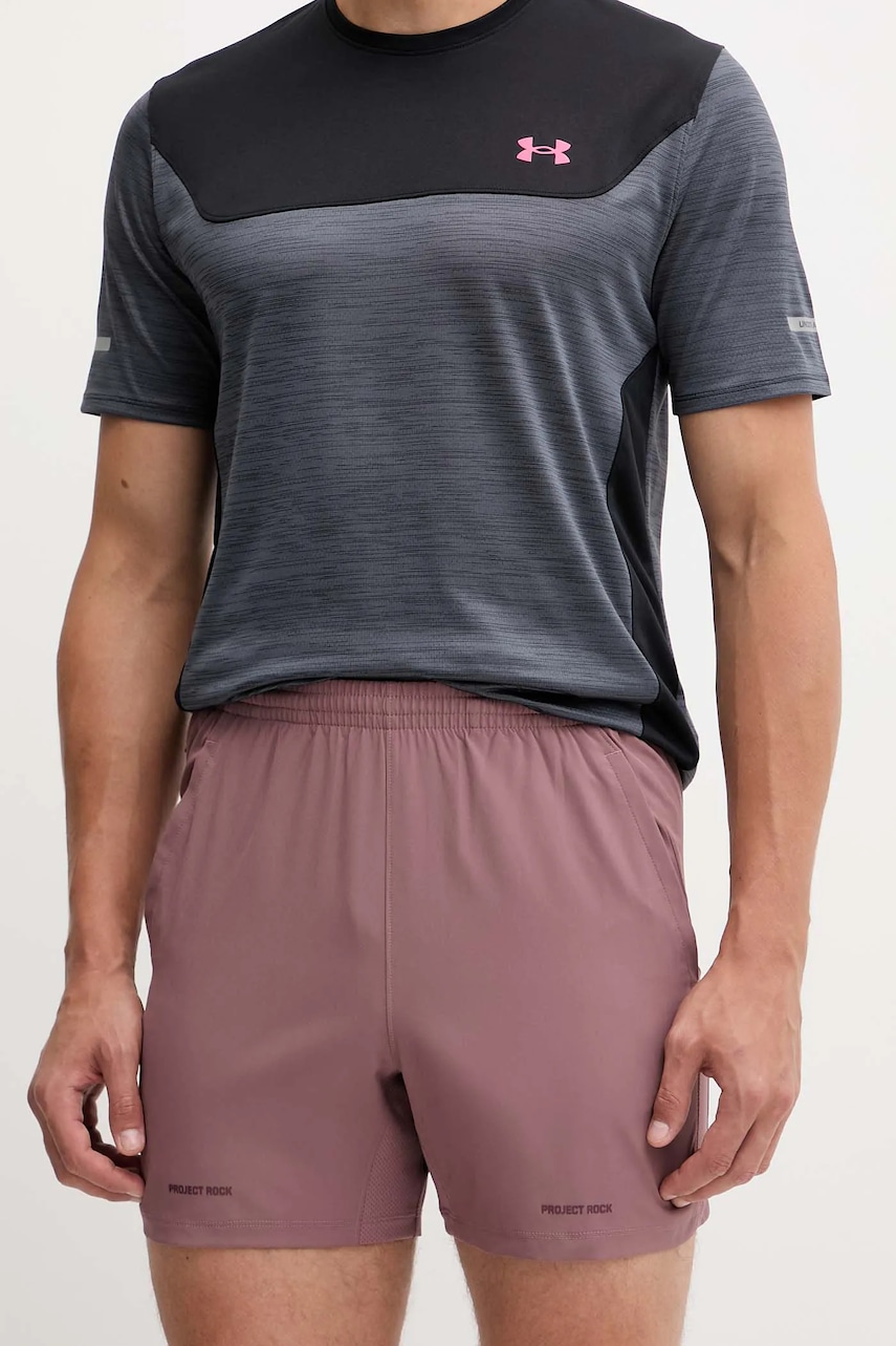 Sportovní šortky Under Armour Project Rock pánské, hnědá barva, 6007178