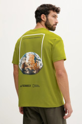 Sportovní tričko adidas TERREX pánské, zelená barva, s potiskem, KC2351