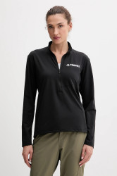 Sportovní tričko s dlouhým rukávem adidas TERREX Multi Half-Zip černá barva, s pologolfem, JF4185