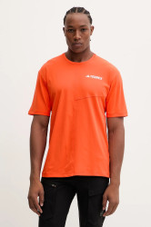 Sportovní triko adidas TERREX oranžová barva, s potiskem, JM7087