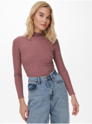 Starorůžové dámské žebrované tričko ONLY Emma - Dámské