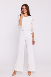 Stylove Woman's Lace detail jumpsuit - ecru