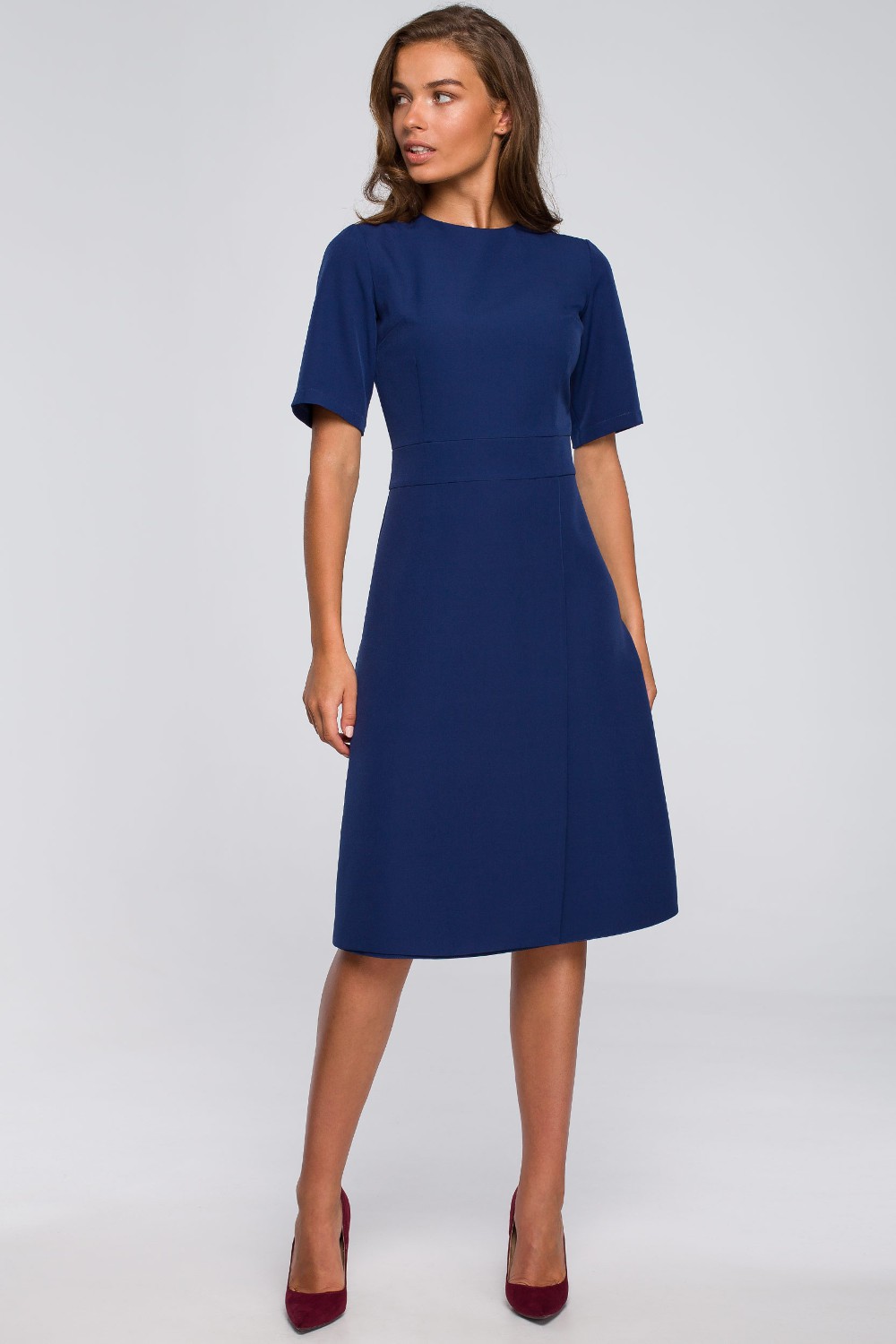 Stylove Woman's Wrap front dress - navy blue