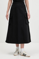 Sukně adidas City Tech černá barva, midi, áčková, JM8438