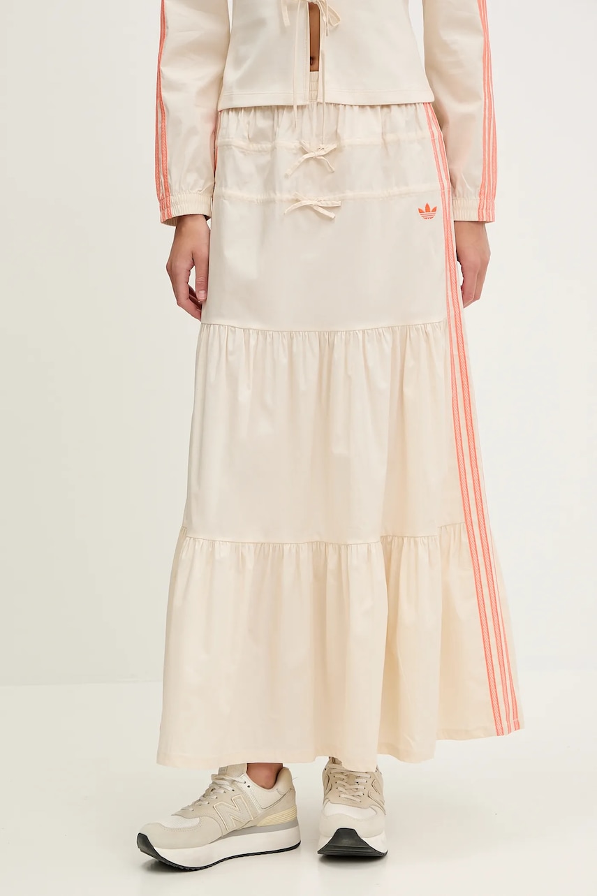 Sukně adidas Originals Skirt béžová barva, maxi, áčková, KC0768
