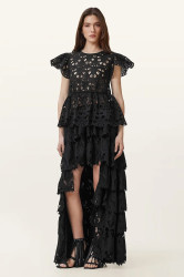 Sukně AllSaints CAVARLY černá barva, maxi, áčková, W096RC