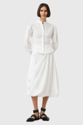 Sukně AllSaints NIA bílá barva, midi, áčková, W001RD