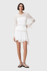 Sukně AllSaints PAMELA bílá barva, mini, áčková, W039RC