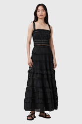 Sukně AllSaints TALIA černá barva, maxi, áčková, W041RC