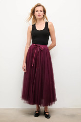 Sukně Answear.LAB vínová barva, maxi, áčková