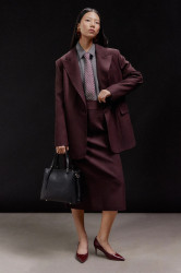 Sukně Answear.LAB vínová barva, midi, pouzdrová