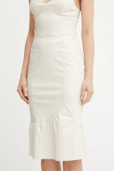 Sukně Armani Exchange béžová barva, midi, pouzdrová, XW000422 AF12807