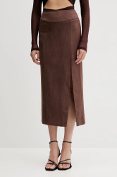 Sukně Bardot hnědá barva, midi, 58855SB5