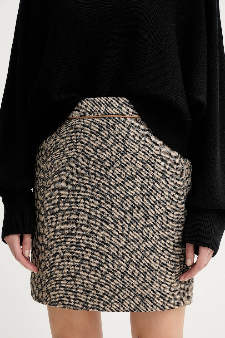 Sukně BOSS Orange C_Vasola1 béžová barva, mini, pouzdrová, 50545996