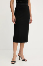 Sukně BOSS Vulisa černá barva, midi, pouzdrová, 50541985