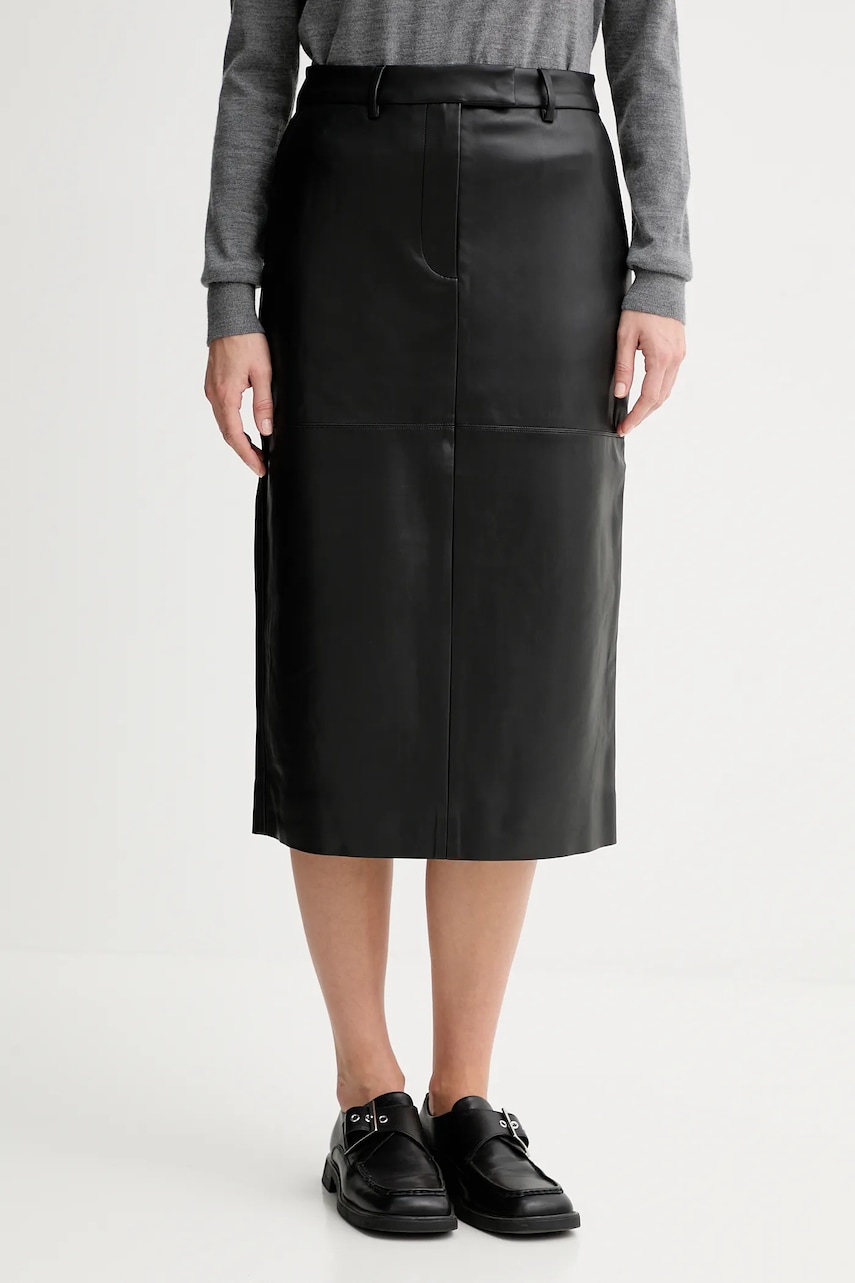 Sukně Calvin Klein černá barva, midi, LV044D651G