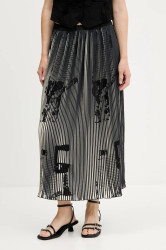 Sukně Desigual NEWSPAPERS černá barva, midi, áčková, 25WWFW09