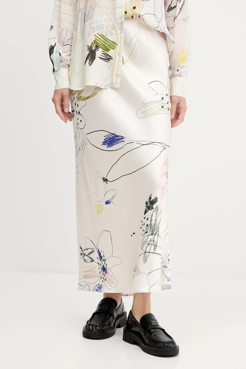 Sukně Desigual PAUL béžová barva, midi, 25WWFW07