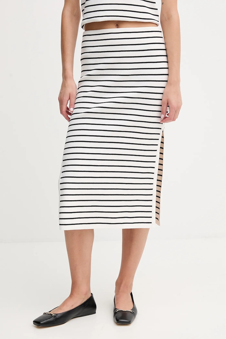 Sukně Dkny bílá barva, midi, pouzdrová, DJ5R0729