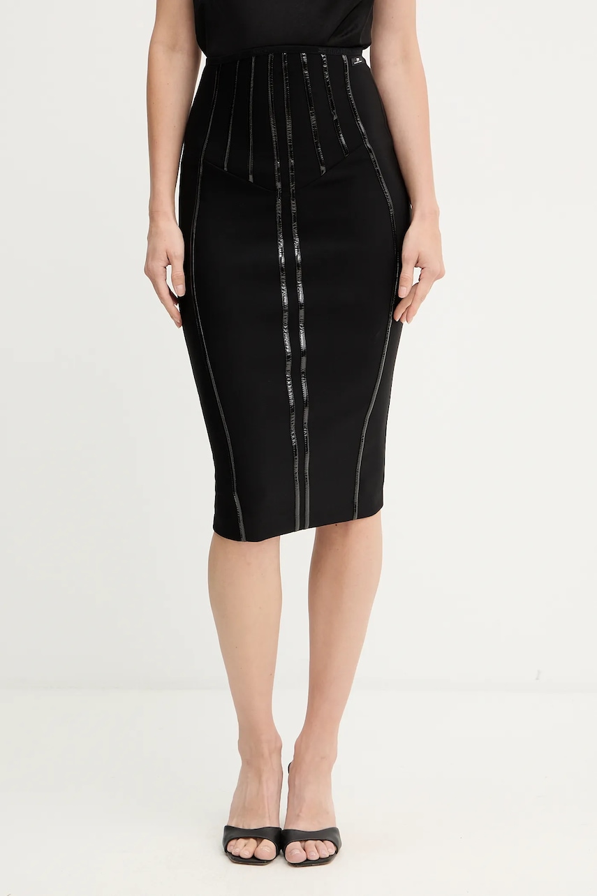 Sukně Elisabetta Franchi černá barva, midi, pouzdrová, GO12457E2