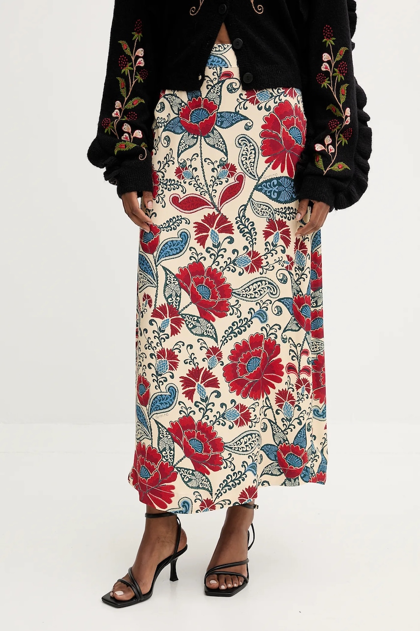 Sukně Farm Rio béžová barva, maxi, áčková, 340560