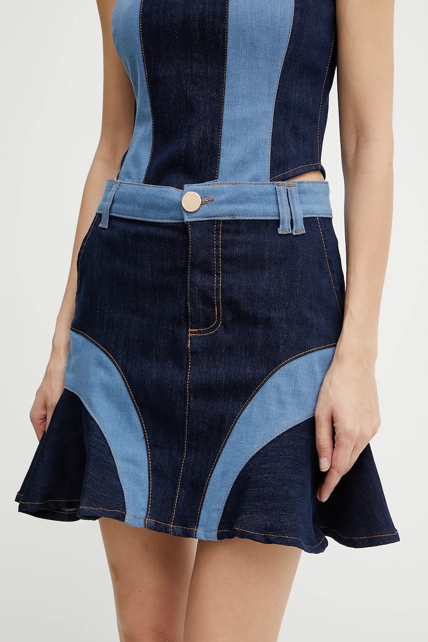 Sukně Fracomina tmavomodrá barva, mini, áčková, FS25SG5001D45001