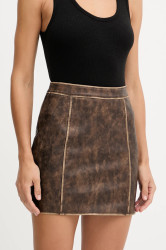 Sukně Guess CHARLENE hnědá barva, mini, áčková, W5YD46 WHDI0