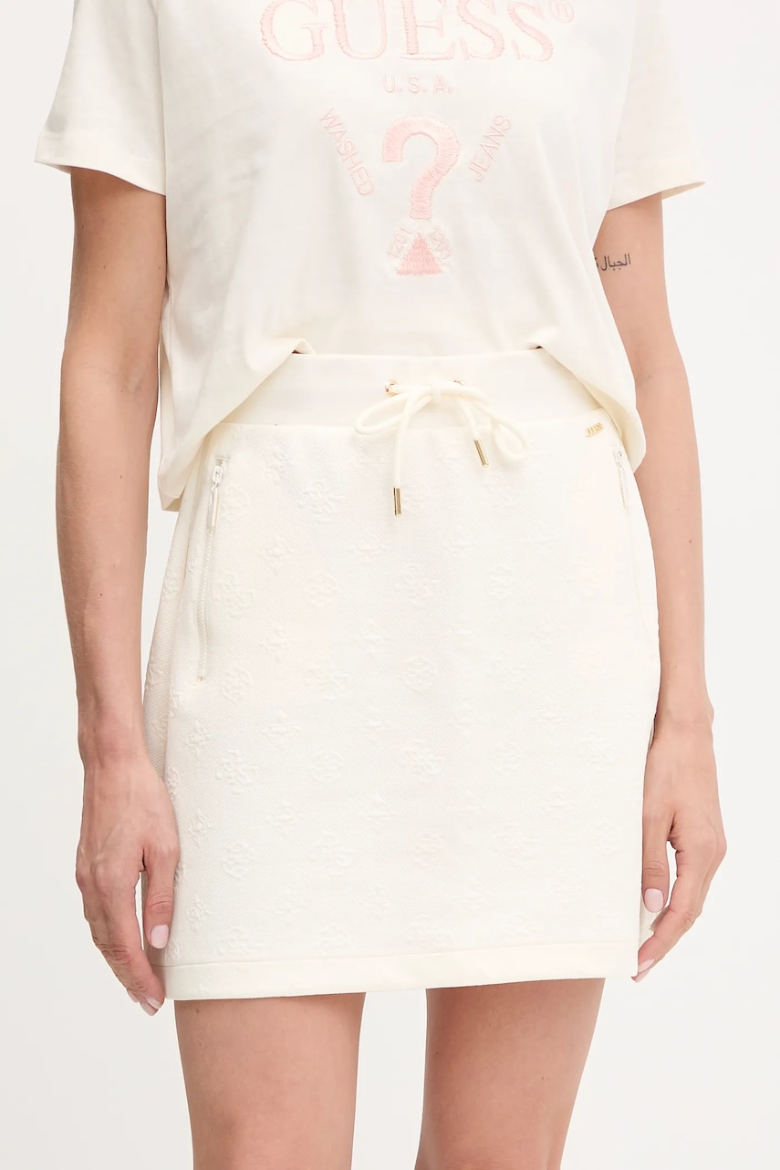 Sukně Guess PEONY béžová barva, mini, V5YD03 KBSL2