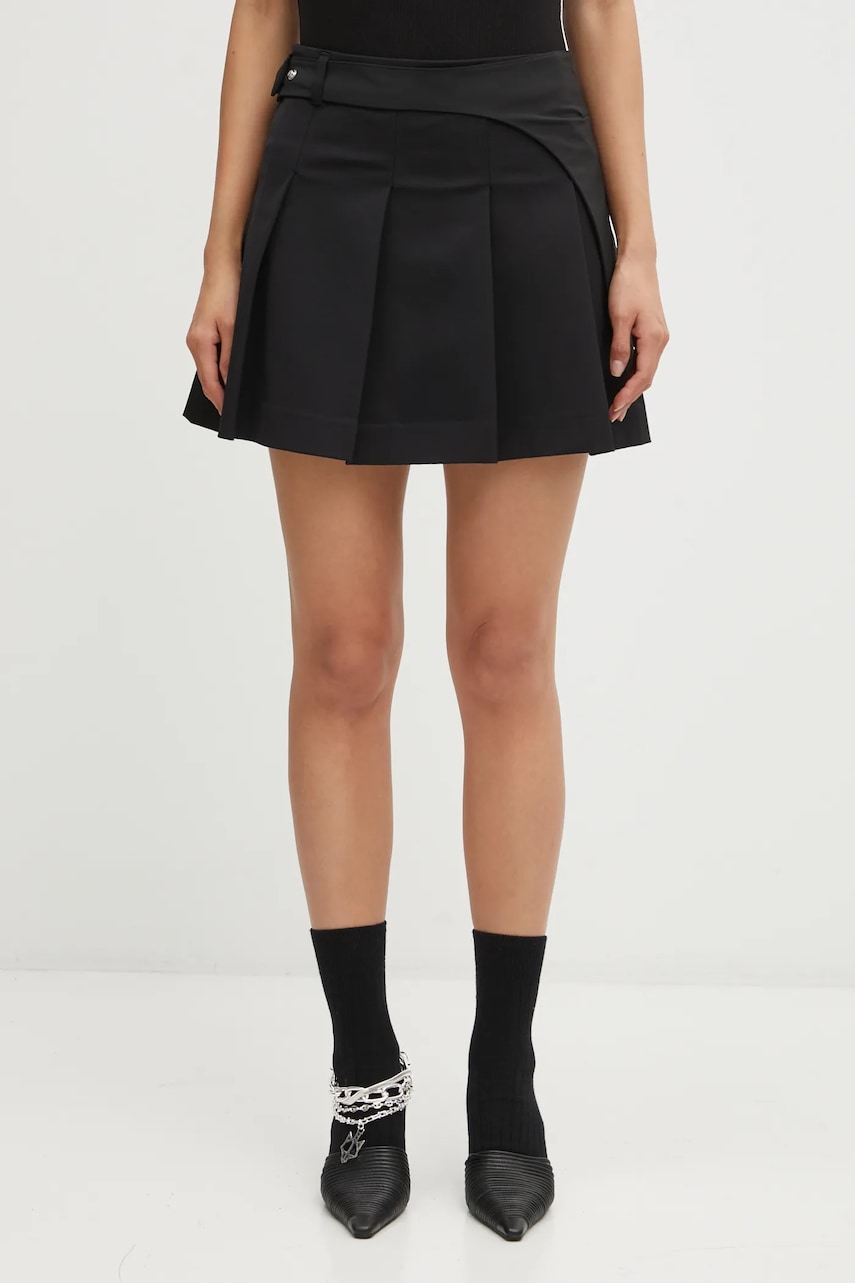 Sukně Heliot Emil černá barva, mini, áčková, AW25_W_12_050_BLK01