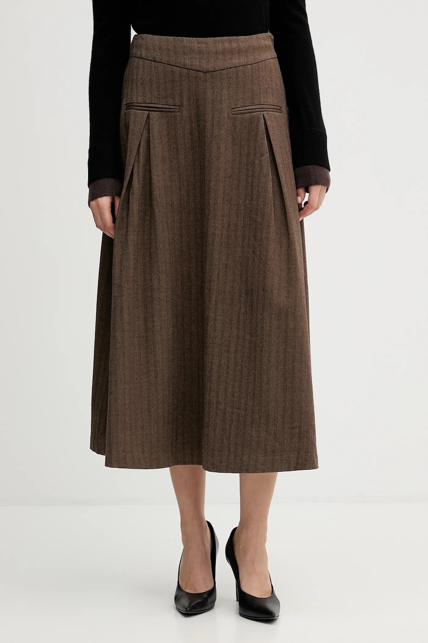 Sukně Hoss Intropia hnědá barva, midi, áčková, 8422466