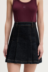 Sukně HUGO Gerelise tmavomodrá barva, mini, áčková, 50556742