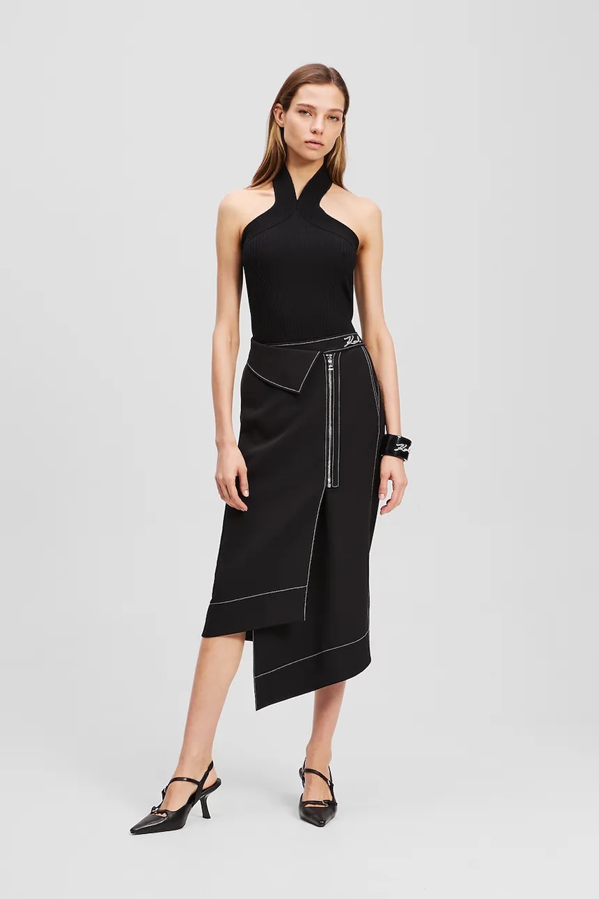 Sukně Karl Lagerfeld černá barva, midi, pouzdrová, A3W12020