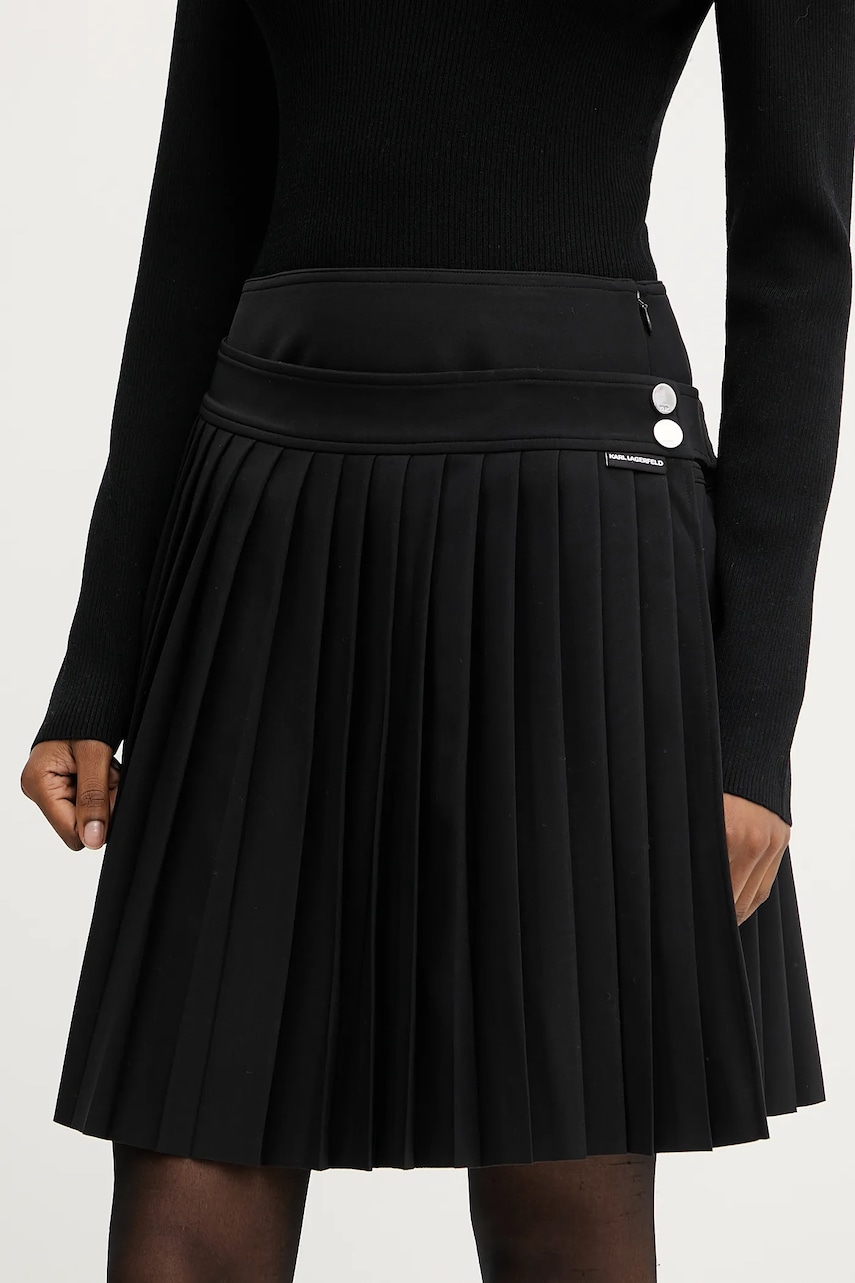 Sukně Karl Lagerfeld černá barva, mini, áčková, A3W12022