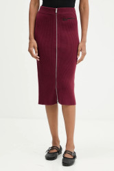 Sukně Karl Lagerfeld Jeans vínová barva, midi, pouzdrová, A4W12005